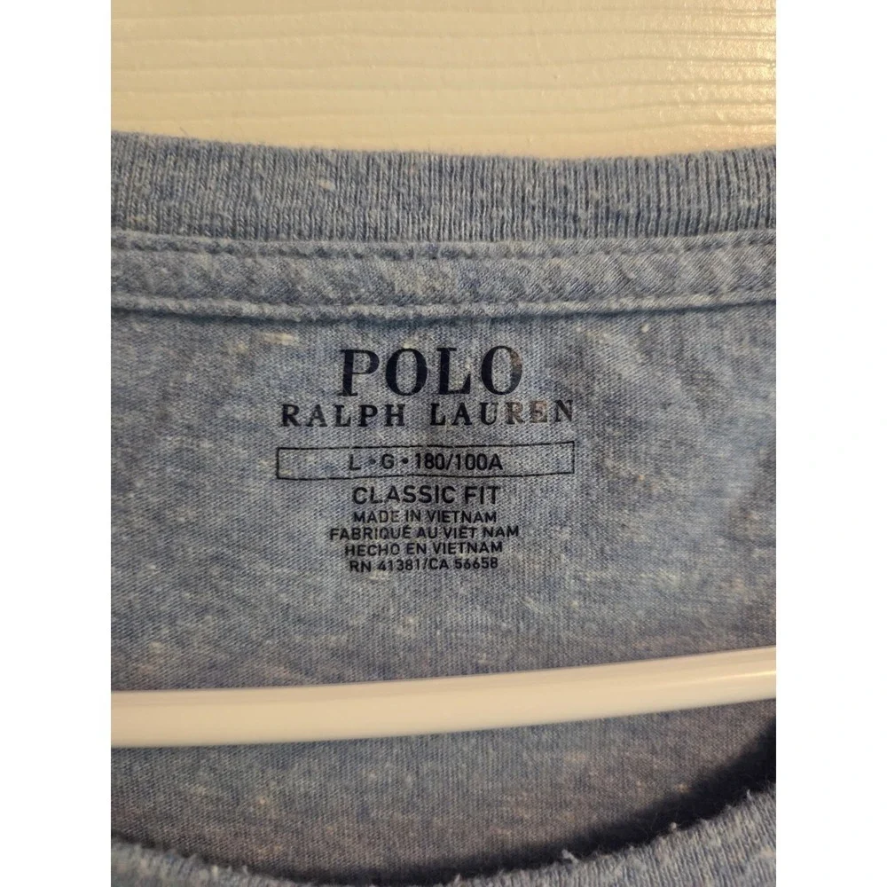 Polo Ralph Lauren Short Sleeve T Shirt Classic Fit, Heather Blue, Size Large